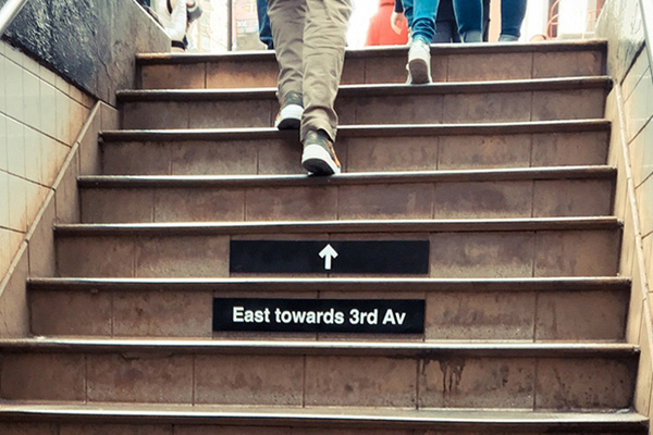 NY Subway stairs sign